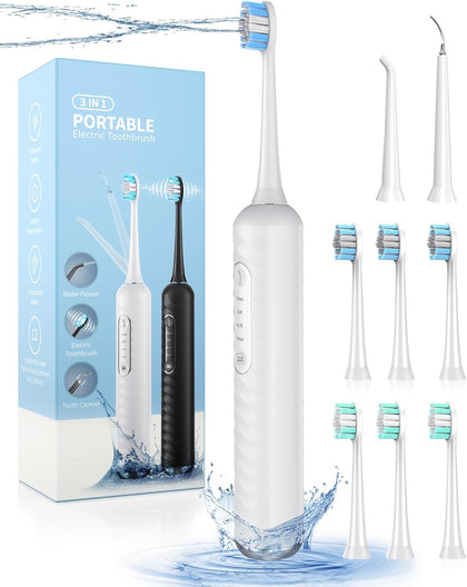Electric Toothbrush with Water flosser, 3 in 1 Teeth Cleaning Kit with 7 Modes, Electric Toothbrush and flosser