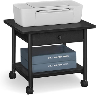 Printer Stand with Locking Wheels, Industrial Mobile Cart, Under Desk Printer Table for Home Office, 19.1 x 15.9 x