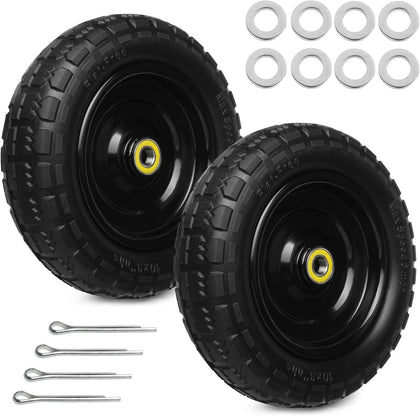 13 Inch Solid Rubber Tires, 4.00-6 Tire Flat Free with 5/8" Bearings, 2.17" Offset Hub for for GOR Garden Carts