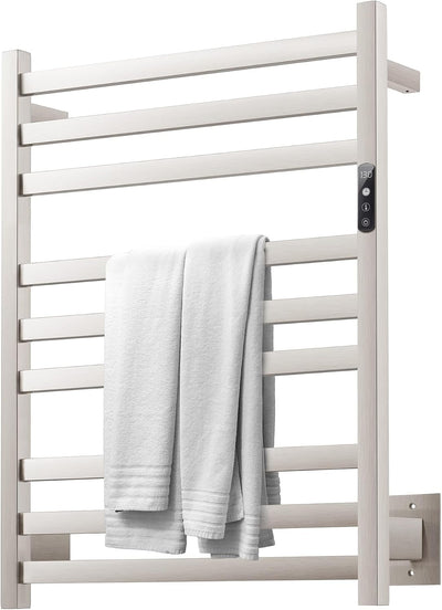 9 Bars Wall Mounted Towel Warmer, Heated Towel Rack for Bathroom, Smart Control with 24-Hour Timer, Plug-in or