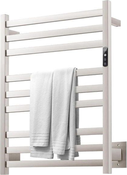 9 Bars Wall Mounted Towel Warmer, Heated Towel Rack for Bathroom, Smart Control with 24-Hour Timer, Plug-in or