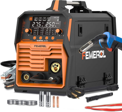 250A MIG Welder,6 in 1 Gas MIG/Gasless Flux Core/Stick/Lift TIG/Spot Welding/Spool Gun Compatible Aluminum Welding