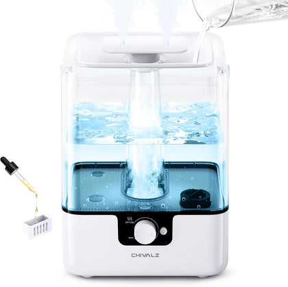 6L Humidifiers for Bedroom, Cool Mist, 26dB, 50H Runtime, White | Top Fill Humidifiers for Home, Baby Nursery, Large