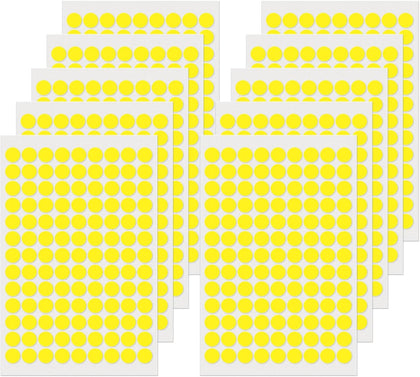 Yellow Round Stickers 1/2 Inch Removable Vinyl Dot Labels 1170 PCS