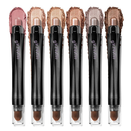 Neutral Eyeshadow Stick Makeup 6PCS Set, Brown Nude Metallic Shimmer Matte Cream Eye Shadow Palette Eyeliner