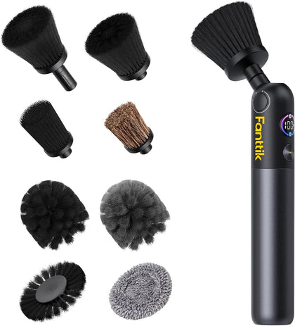 Flip G10 Nano AutoCare Cordless Electric Car Interior Detailing Brush, Dual-Speed with 8 Brush Heads, Adjustable