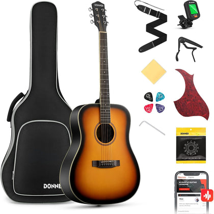 Acoustic Guitar for Beginner Adult Full Size Dreadnought Acustica Guitarra Bundle Kit with Free Online Lesson Bag