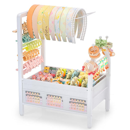 Headband Holder Organizer, Hair Tie Holder Rack for Girls and Women White | Versatile Hair Accessory Organizer for