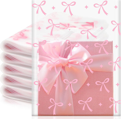 50 Pcs Pink Shopping Bags for Small Business Valentine's Day