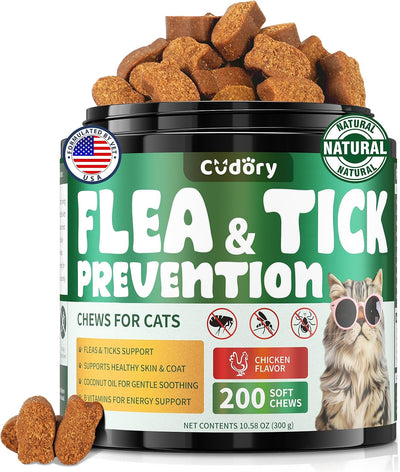 Flea and Tick Prevention for Cats, Cudory 200 Chew Skin Coat Energy Support