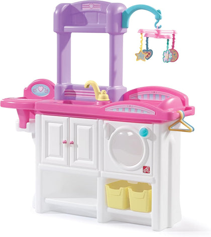 Step2 Love & Care Deluxe Baby Doll Nursery Playset for Kids, Compact Changing Station & Crib, Made of Durable