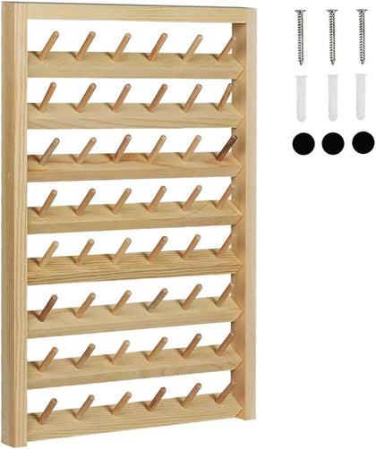 48-Spool Sewing Thread Rack, Wall-Mounted Wooden Organizer for Quilting | Sewing Thread Holder Wooden Organizer for