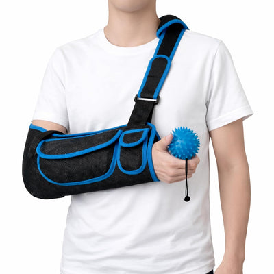 Arm Sling Shoulder Immobilizer, Mit Squeeze Balls for Hand Therapy, Adjustable Shoulder Strap, Comfortable and