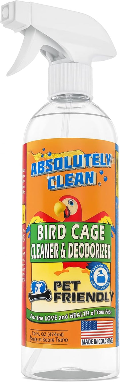 Amazing Bird Cage Cleaner and Deodorizer - Just Spray/Wipe - Safely & Easily Removes Bird Messes Quickly and Easily