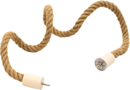Bird Rope Perch for Parrots, Bendable Natural Jute Boing with Pine Wood and Stainless Steel Mount, Cotton