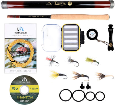 Maxcatch Tenkara Fly Fishing Rod and Combo 7:3 Action, 9/10/11/12/13ft/Triple Zoom