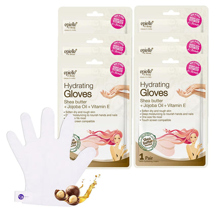Hydrating Hand Mask 6 Pairs, Relieve and Soften with Shea Butter & Jojoba Oil, Deep Moisturizing Gloves for Dry