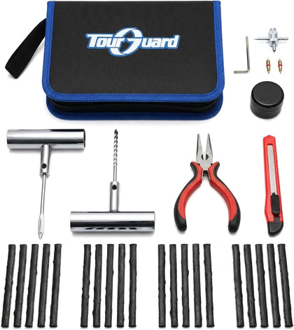 Flat Tire Repair Kit with Plugs 31 Pcs for Car, Motorcycle, ATV, Jeep, Truck, Tractor Flat Tire Puncture Repair