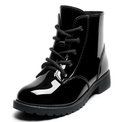 Girls Boys Ankle Boots Lace Up Side Zipper Combat Shoes for Toddler/Little Kid/Big Kid