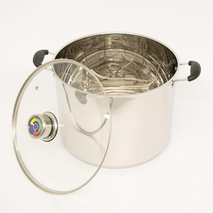 21.5-Quart Water Bath Canner with Pressure Gauge, Durable Stainless Steel Stockpot for Home Canning and Preserving