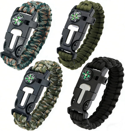 5-in-1 Paracord Survival Bracelet - Emergency Survival Gear with Compass, Fire Starter, Whistle, Glass Breaker &