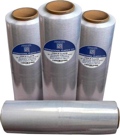 18" Stretch Film/Wrap 1500 feet 80 Gauge, 4 Pack | 7 Layers Industrial Strength up to 800% Stretch 20 Microns Clear