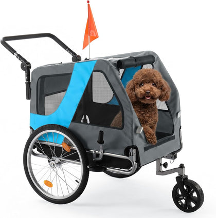 2-in-1 Pet Bike Trailer, Heavy Duty 132lbs Load Capacity Foldable