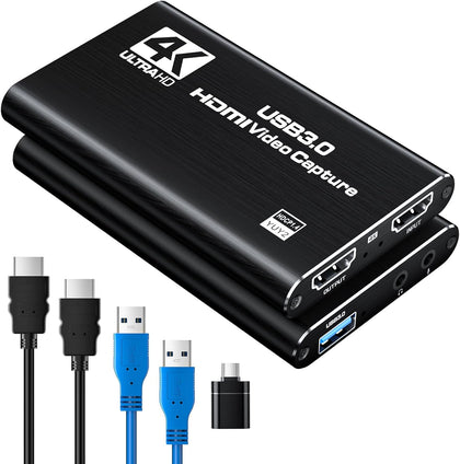 USB 3.0 HDMI Capture Card, 1080P 60FPS Capture with 4K Pass-Through | 2K 30FPS/1080P 60FPS capture and streaming with