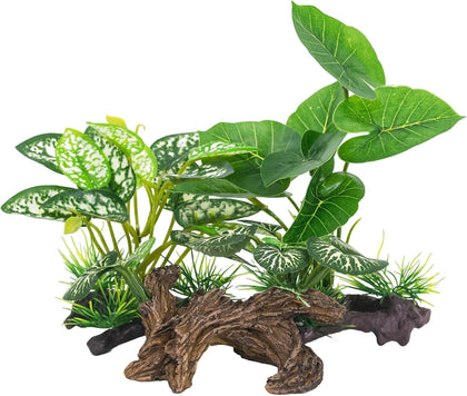 Fish Tank Decorations Aquarium Ornaments 3pcs Betta Silk Leaf Plants Artificial Driftwood Cave Aquarium Plants