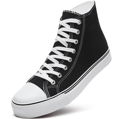 Men's High Top Canvas Sneakers Lace Up Classic Walking Shoes Black US9