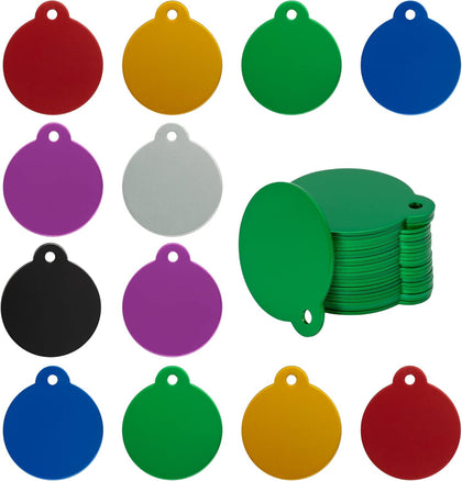 Round Aluminum Laser Engraving Blanks Tags Stamping Blanks 35 Pack Diameter 1.24 Inch (Mixed Color)