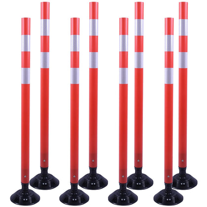 48" Orange Traffic Delineator Cones 8-Pack Safety Post Cones | Fixed Spring Base for Road Safety, Parking Lot