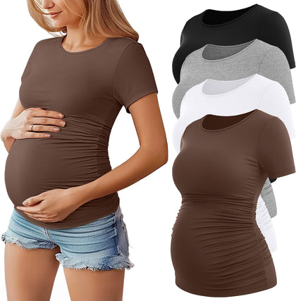4 Pack Women's Short Sleeve Maternity Tops