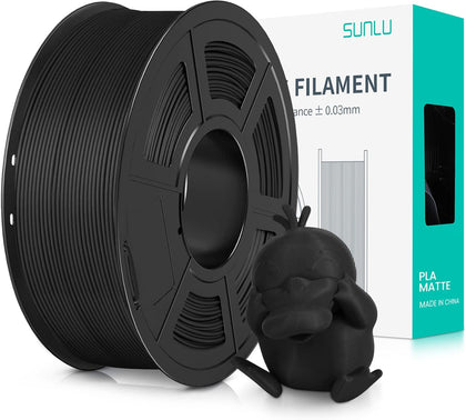 1KG PLA Matte 3D Printer Filament 1.75mm, Matte Black | Frosted Matte Finish Hides Layer Lines, Low Warp & Smooth