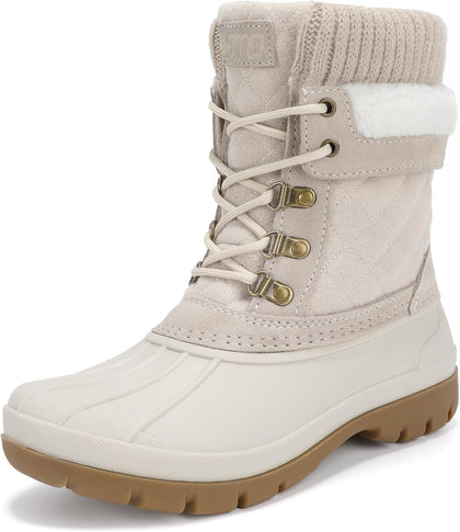 Women's Duck Boots Waterproof Winter Snow Boot | Waterproof TPR shell, Warm fleece lining, lace-up closure, deep lug
