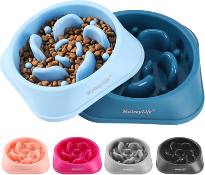 Slow Feeder Dog Bowls 2PCS, Anti-Choking Puzzle Dog Food Bowls, Anti-Slip Interactive Feeding Slow Down Eating, Bloat