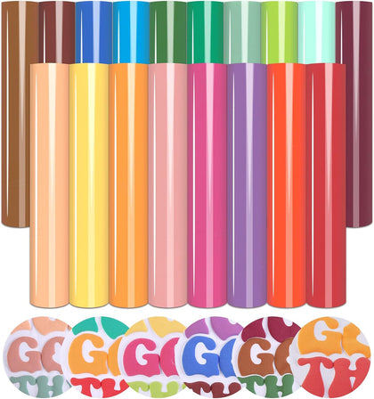 Multicolored Puff Heat Transfer Vinyl,18 Pcs 12x10in Iron on Vinyl | 3D Foaming HTV sheets,easy cut & weed,stretch