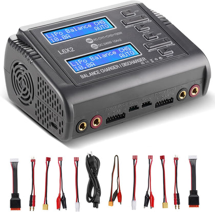 LiPo Battery Charger Dual 10A RC Fast Balance Battery Charger Discharger | RC Car Drone Chargers for 1S-6S LiPo