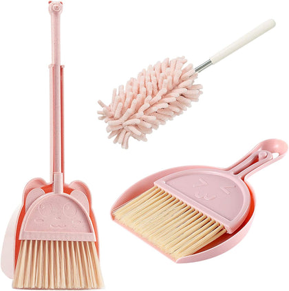 5 Pcs Mini Broom and Dustpan Set, Mini Broom with Dustpan for Home, Little Broom Dustpan Set with Extendable Duster