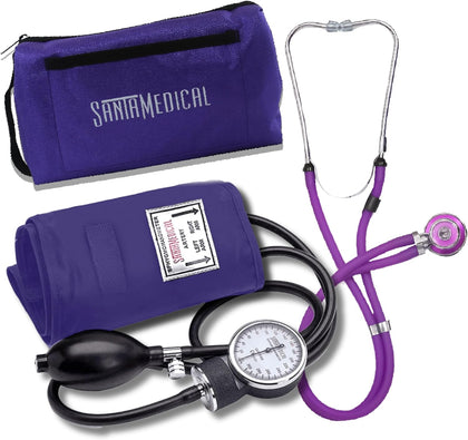 Aneroid Sphygmomanometer - Bp Cuff with Stethoscope - Purple | Manual Blood Pressure Cuff Durable and Carrying Case