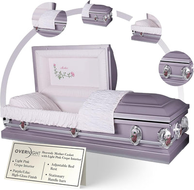 Heavenly Mother Metal Casket Pink w/Pink Crepe Interior