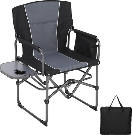 Oversized Camping Directors Chair, Portable Folding Lawn Chairs for Adults Heavy Duty with Side Table, Outdoor
