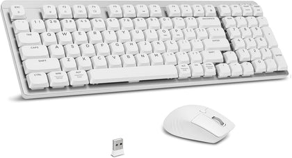 Wireless Keyboard and Mouse Combo, 2.4Ghz Cordless Mechanical Keyboard and Silent Mouse for Business, Low-Profile Red