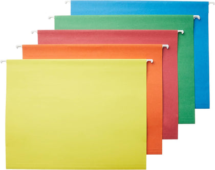 Hanging File Folders with Adjustable Tabs, Sturdy Expandable Document Organizer, Letter Size, Assorted Colors, 25-Pack