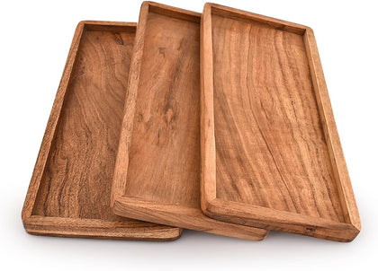 Platter Acacia Wood Serving Platters Set of 3 Cake Appetizer Plates Kitchen Charcuterie Platter for Food (Set of 3)