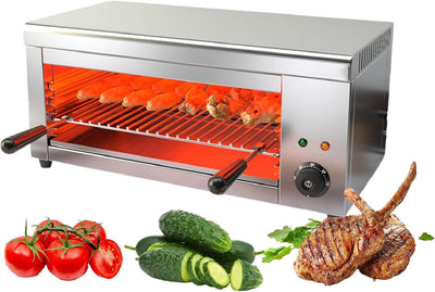 Salamander Broiler, Electric Cheese Melter, Countertop BBQ Grill with 122-572°F Adjustable Temp & 4 Height