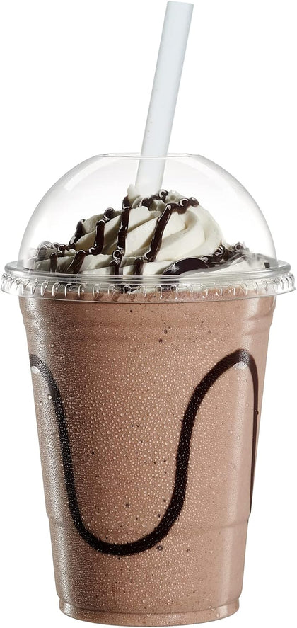 [16 oz - 100 Count Clear Plastic Cups With Dome Lids - Perfect for Smoothies, Milkshakes, and To-Go Beverages