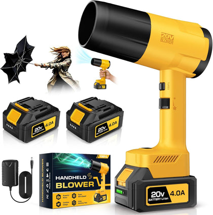 Leaf Blower Cordless, Handheld Leaf Blower with 2 X 4.0Ah Battery and Charger, Snow Blower with 6 Speed Modes