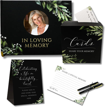 All-in-One Funeral Guest Book Set – Memorial Guestbook, Funeral Register Book, Celebration of Life Guest Book