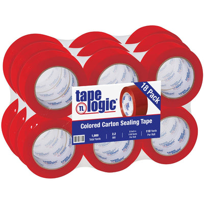 Tape Logic 2 Inch x 110 Yard 2.2 Mil Red, Heavy Duty Colored Packing Tape, 18 Pack, Perfect for Packing, Shipping